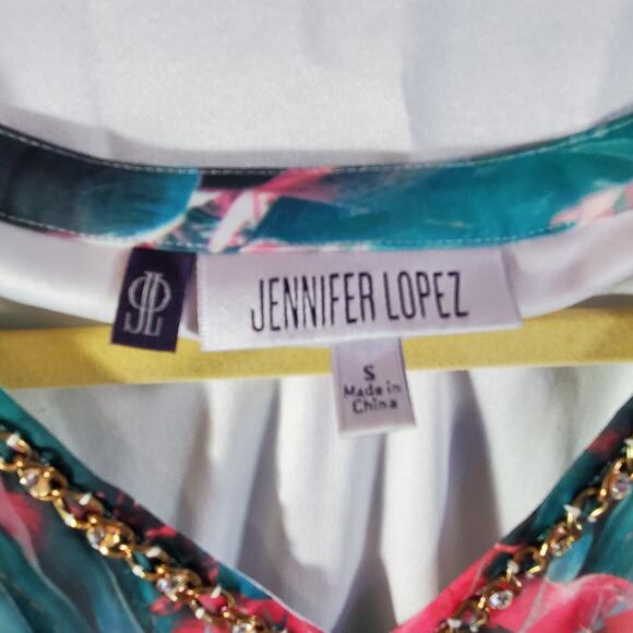 Jennifer Lopez Sheer Batwing Caftan Dress L/XL Slip Lined Tropical Boho Coverup - Picture 2 of 15